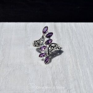Gorgeous Sterling Silver Amethyst Ring - Size 9, Brand New, Stamped 925 Silver
